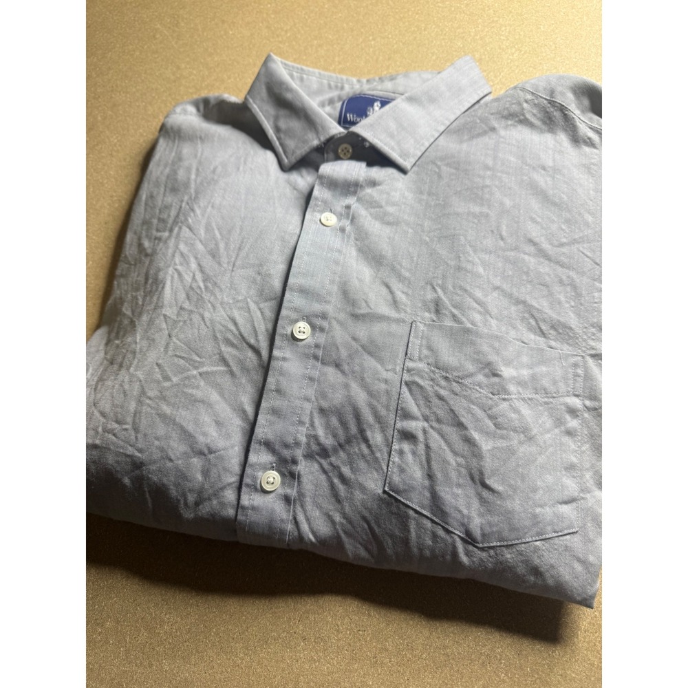 Wool & Prince 100% Merino Wool Button Down Shirt Mens XXL Regular Fit Blue Grey